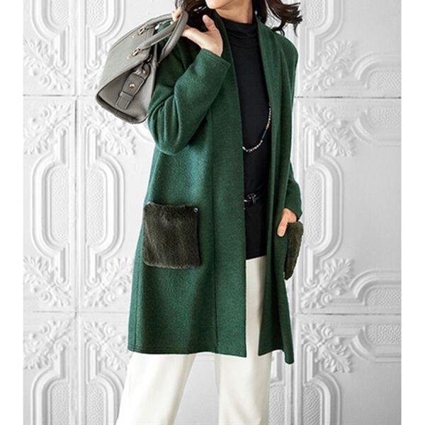 BELLUNA（ベルーナ）の「ポケットファー付デザインカーディガン（ニットカーディガン）」｜詳細画像