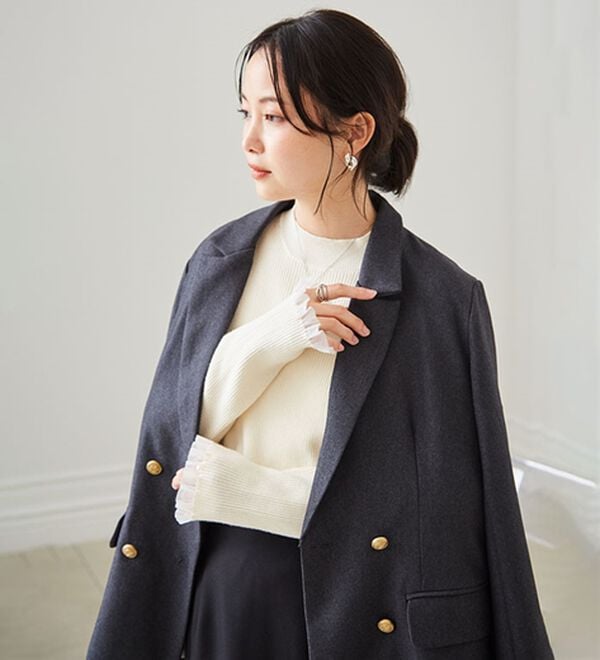 RANAN（ラナン）の「【春色追加】シアーフリル袖ハイネックリブニット（ニット・セーター）」｜詳細画像