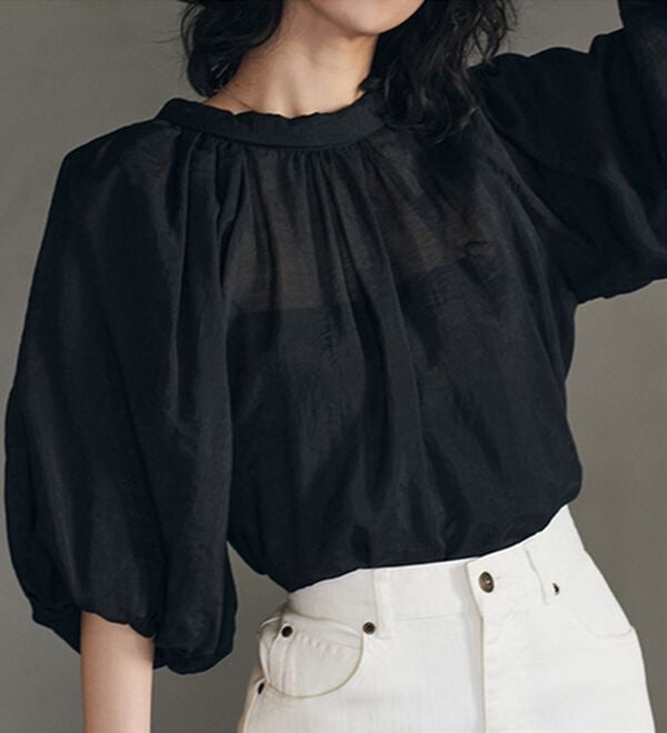 RANAN（ラナン）の「バルーンスリーブブラウス（ブラウス）」｜ブラック