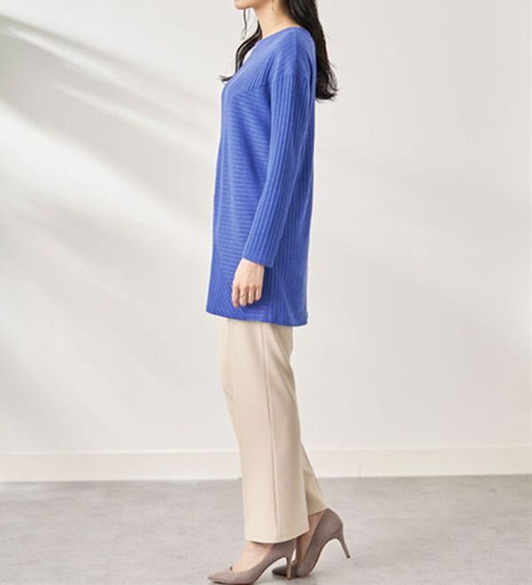BELLUNA（ベルーナ）の「杢調テレコ素材切替デザインチュニック（チュニック）」｜詳細画像