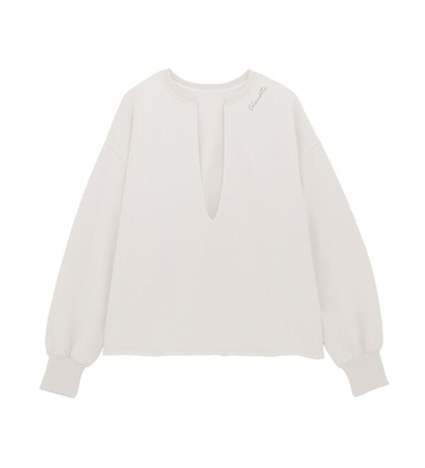 RANAN（ラナン）の「裏起毛Ｖネックロゴ刺しゅうスウェット（トレーナー・スウェット）」｜詳細画像