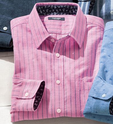 「フレンチリネンブレンドカジュアルシャツ（メンズシャツ）」