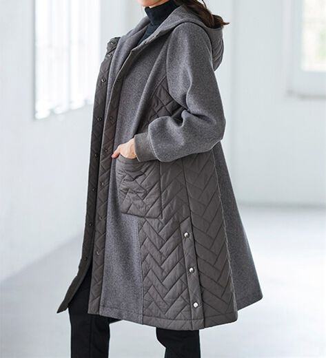 ella ella ボンディング コート グレー フード付きボンディングコート