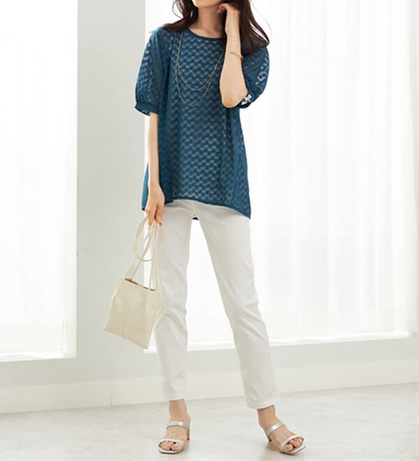 BELLUNA（ベルーナ）の「ラッセルレースパフ袖アンサンブル（アンサンブル）」｜詳細画像