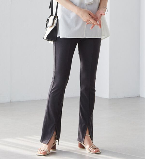 RANAN（ラナン）の「ひんやり！デニム調スリットパンツ（フルレングスパンツ）」｜詳細画像