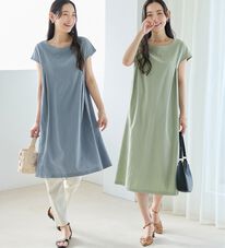 Viola e Viola（ヴィオラ エ ヴィオラ）の「【選べる２丈】綿１００％タック使いワンピース＜Ｓ～４Ｌ＞（チュニックワンピース）」