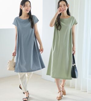 Viola e Viola（ヴィオラ エ ヴィオラ）の「【選べる２丈】綿１００％タック使いワンピース＜Ｓ～４Ｌ＞（チュニックワンピース）」｜詳細画像