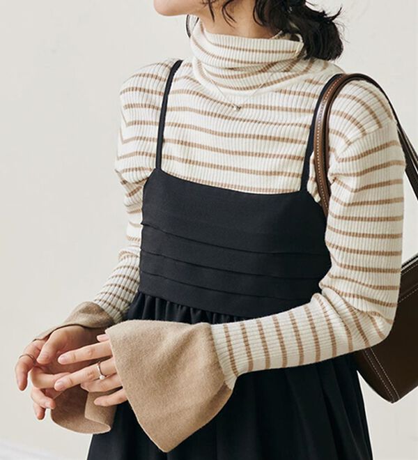 RANAN（ラナン）の「＜ムースタッチ＞洗える！バイカラータートルリブニット（ニット・セーター）」｜詳細画像