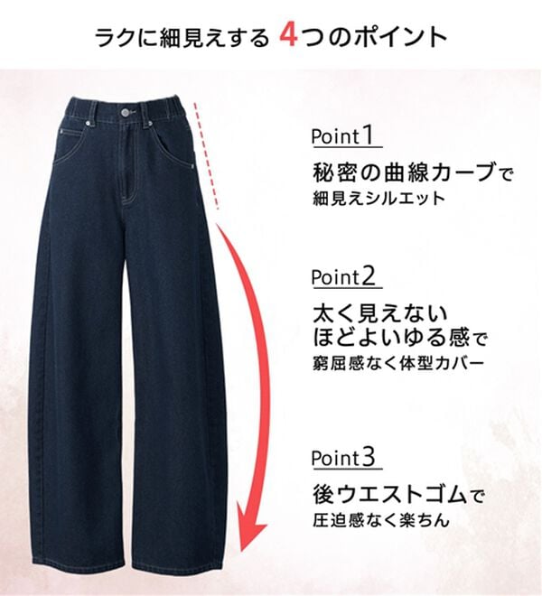 BELLUNA（ベルーナ）の「【神シルエット】大人の着痩せデニム（ワイドパンツ・ガウチョ）」｜詳細画像