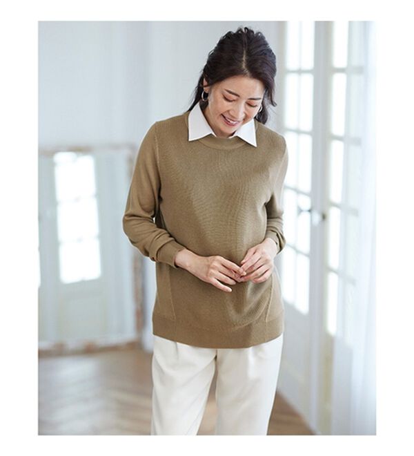 BELLUNA（ベルーナ）の「重ね衿付！細見えニットプルオーバー（ニット・セーター）」｜詳細画像