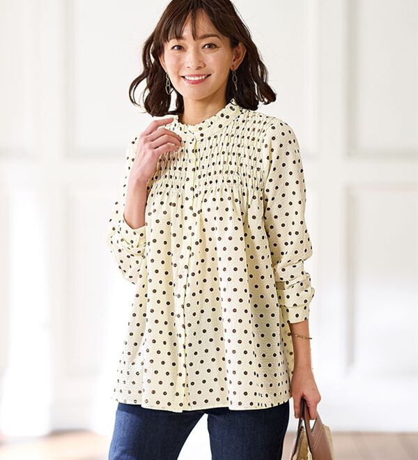 ohga オーガ ピンドットブラウス 新品今季即完】OHGA オウガ PIN DOT ピンドット ブラウス 白 F ぽこ