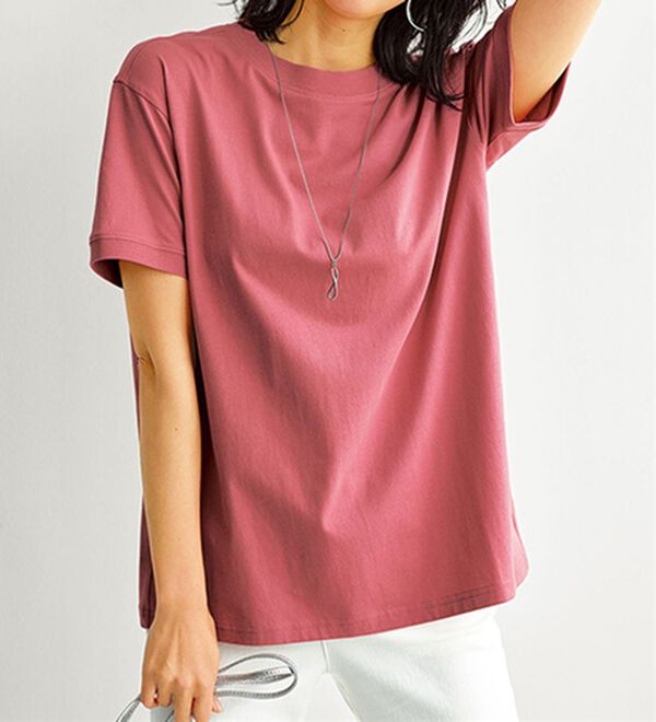 BELLUNA（ベルーナ）の「ヒンヤリ！綿１００％大人顔サマ見えＴシャツ（Tシャツ）」｜ピンク