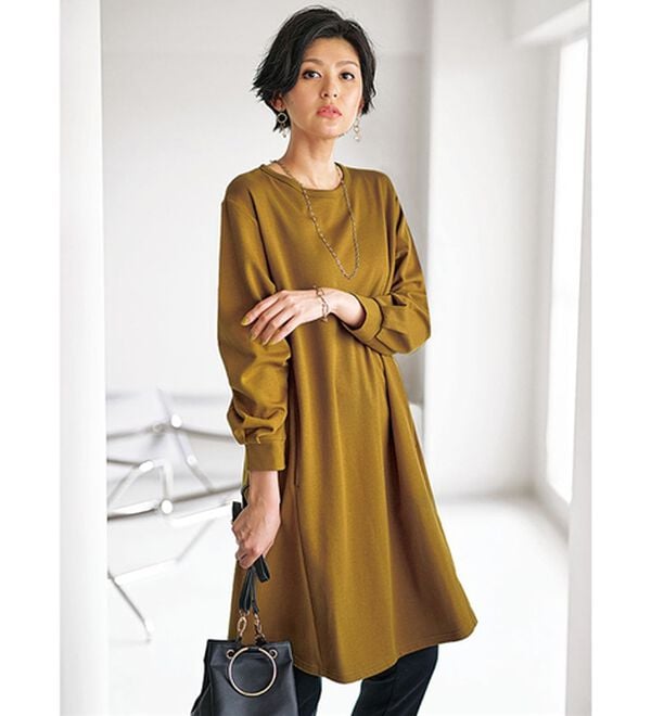 吸湿発熱ポンチ素材チュニックワンピース - ベルーナ【公式】 