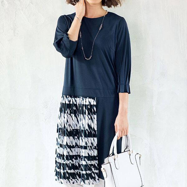 プリーツデザイン切替チュニックワンピース - ベルーナ【公式】 