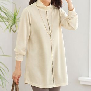 BELLUNA（ベルーナ）の「ステッチデザインハイネックチュニック（チュニック）」｜詳細画像