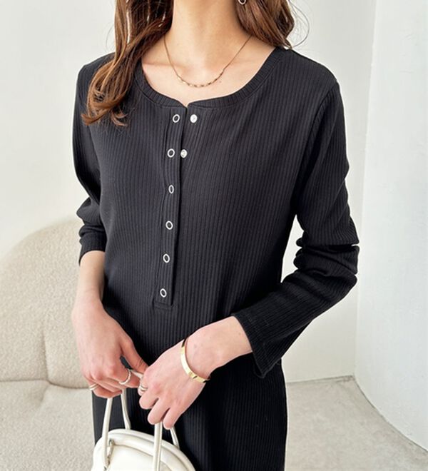 GeeRA（ジーラ）の「全骨格対応！前後2WAY細見えリブワンピース（カットソーワンピース）」｜詳細画像