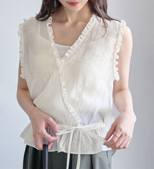 CHAN ME（チャンミ）の「カシュクールフリルブラウス（ブラウス）」｜詳細画像