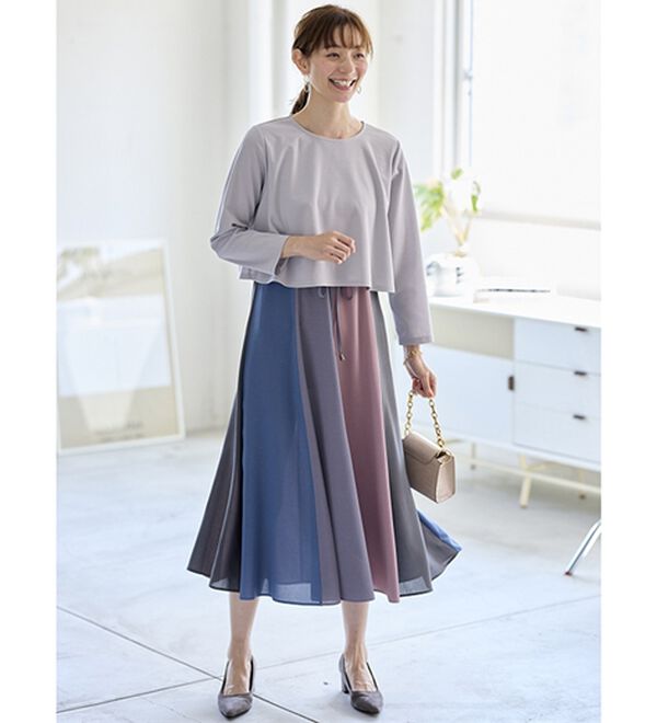 BELLUNA（ベルーナ）の「春を彩る配色ドッキングワンピース（ドッキングワンピース）」｜詳細画像