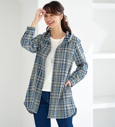 BELLUNA（ベルーナ）の「ビンテージ調チェックフードブルゾン（ブルゾン）」