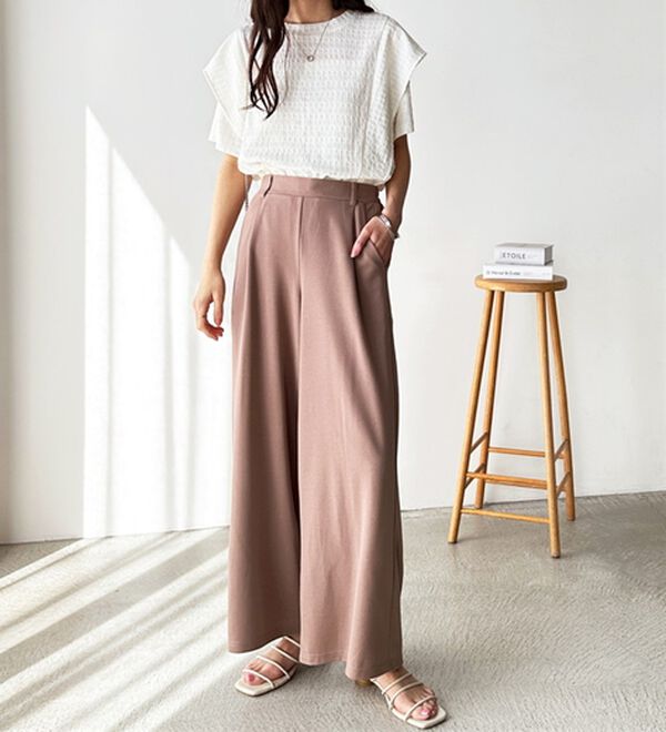 GeeRA（ジーラ）の「接触冷感！美脚ストレッチワイドパンツ（ワイドパンツ・ガウチョ）」｜詳細画像