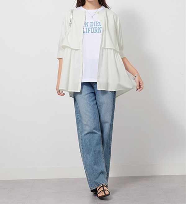 GeeRA（ジーラ）の「【華奢見え】羽織にもなる！ペプラムシャツチュニック（チュニック）」｜詳細画像