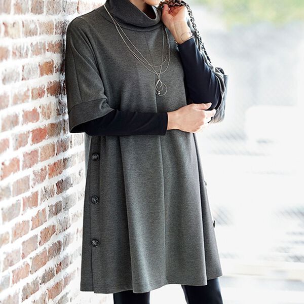 BELLUNA（ベルーナ）の「リブ使いサイドボタンデザインチュニック（チュニック）」｜詳細画像