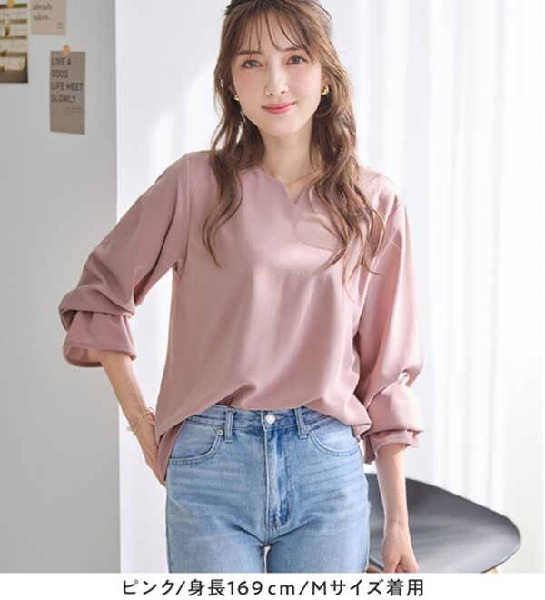 alotta（アロッタ）の「【裏起毛あり・なし】キャンディースリーブハートネックブラウス（ブラウス）」｜詳細画像