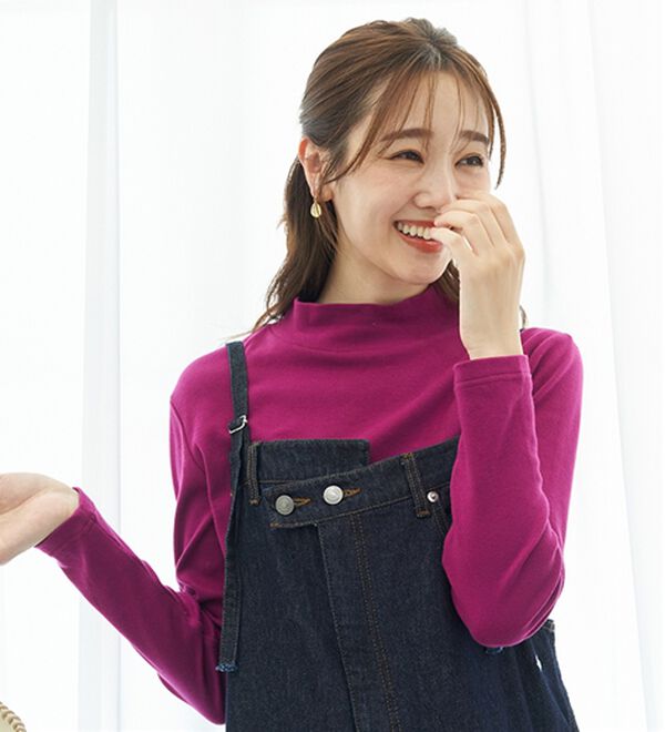 BELLUNA（ベルーナ）の「【選べる衿】肌に優しい綿１００％暖か発熱素材プルオーバー＜ベルホット　コットン＞（カットソー）」｜詳細画像