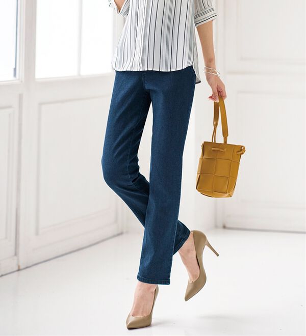 BELLUNA（ベルーナ）の「ウエストリブ使いスリムパンツ（フルレングスパンツ）」｜詳細画像