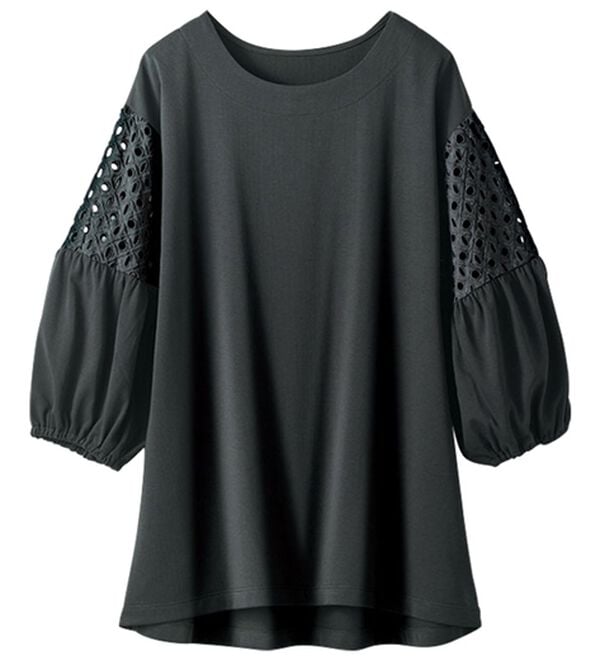 BELLUNA（ベルーナ）の「ボリューム袖レース切替プルオーバー（カットソー）」｜詳細画像