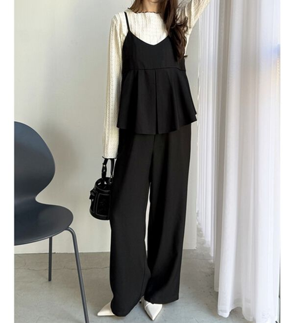 GeeRA（ジーラ）の「セットアップ風プリーツビスチェキャミサロペ（オールインワン）」｜詳細画像