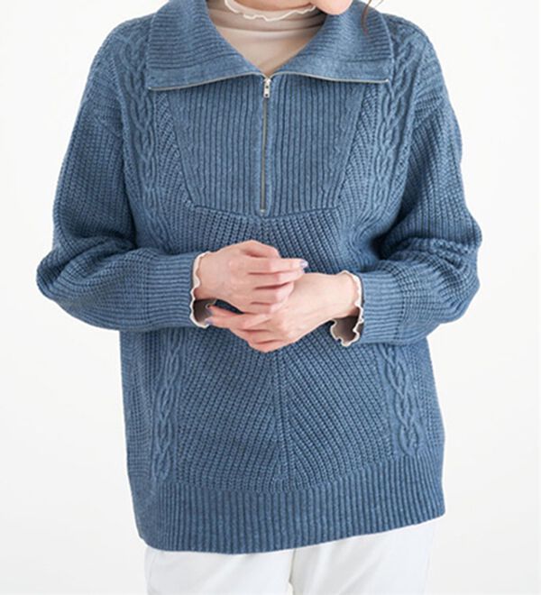 BELLUNA（ベルーナ）の「重ねるだけでサマになる！あったかシアーハイネックプルオーバー（カットソー）」｜詳細画像