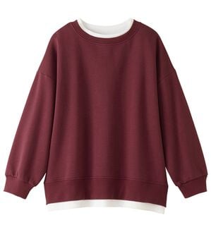 Viola e Viola（ヴィオラ エ ヴィオラ）の「あったか裏起毛レイヤード風デザインゆるトップス（カットソー）」｜ボルドー