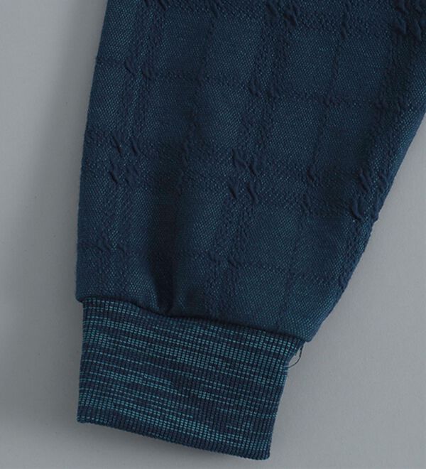 「＜コムルヴァン・オム＞チェック柄ふくれジャカードトレーナー（メンズトレーナー）」｜詳細画像