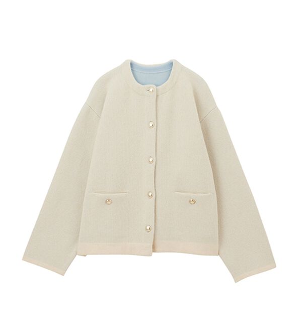 RANAN（ラナン）の「裏配色ゴールド調ボタンニットコーディガン（ニットカーディガン）」｜詳細画像