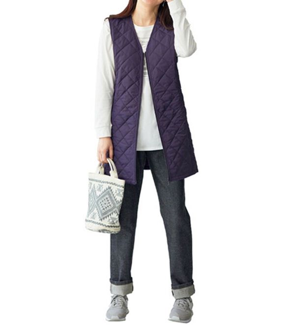 BELLUNA（ベルーナ）の「【マジ軽ウォーム】蓄熱保温キルトロングベスト（ポーチ付）（ベスト）」｜詳細画像