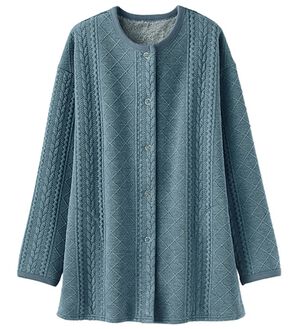 BELLUNA（ベルーナ）の「ケーブル柄がかわいいあったかジャケット（その他ジャケット）」｜杢ブルー