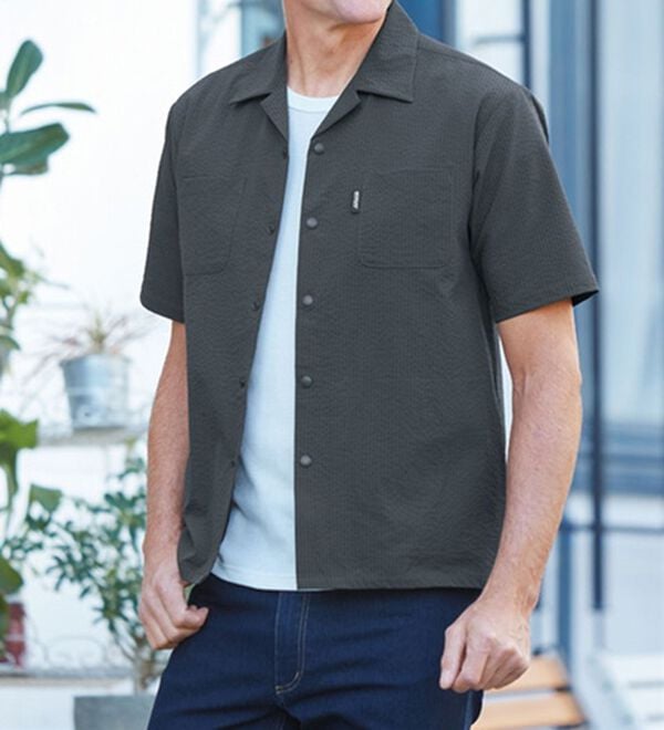 「＜ダンロップ・リファインド＞さっと羽織るサッカーシャツジャケット（メンズシャツ）」｜詳細画像