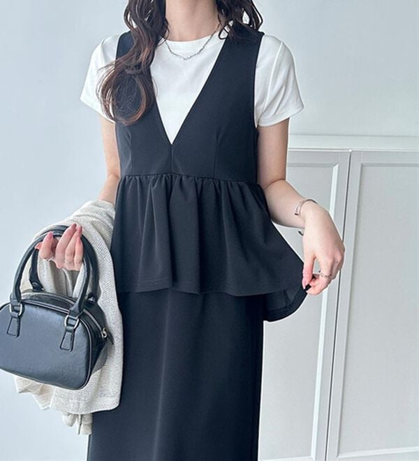 GeeRA（ジーラ）の「楽ちん！ペプラムジャンパースカート（ジャンパースカート）」｜詳細画像