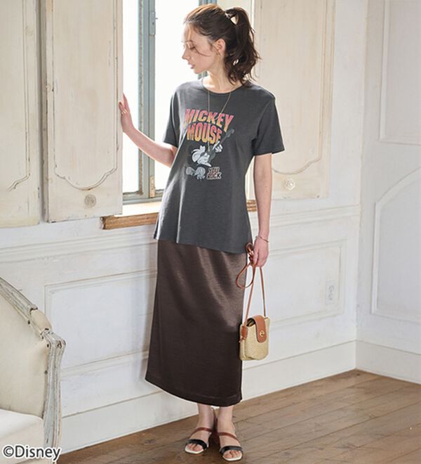 BELLUNA（ベルーナ）の「＜Ｄｉｓｎｅｙ＞キャラクタープリントヴィンテージ風Ｔシャツ（チュニック）」｜詳細画像