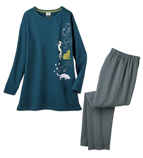 ルフラン（ルフラン）の「【２着組】＜倉敷ねこ倶楽部＞綿混裏毛パジャマ（パジャマ・ルームウェア）」｜詳細画像