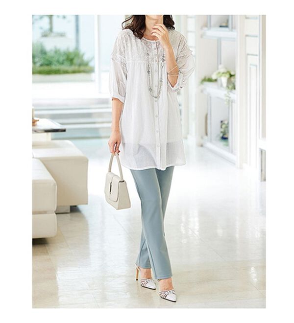 BELLUNA（ベルーナ）の「日本製抗菌防臭ハイテンションストレートパンツ（フルレングスパンツ）」｜詳細画像