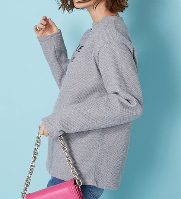 BELLUNA（ベルーナ）の「ふんわり裏起毛ニットソーロゴプルオーバー（カットソー）」｜詳細画像