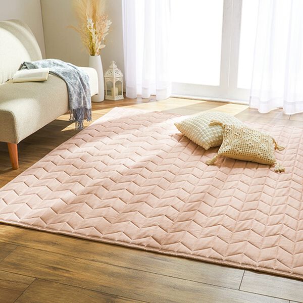iellio（イエリオ）の「ふわふわ感触！はっ水ふっくらキルトラグ＜裏面滑り止め加工付・洗濯機で洗える・麻風・オールシーズン・おしゃれ＞（ラグ）」｜詳細画像