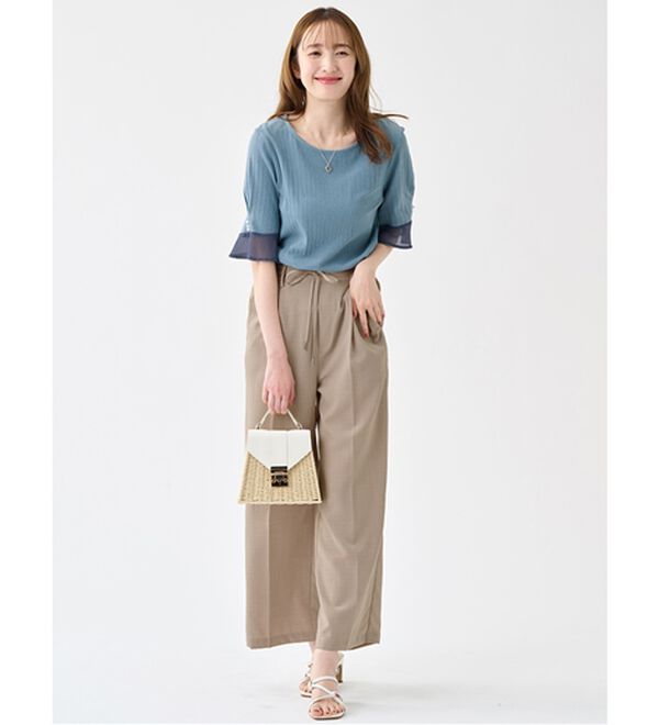 alotta（アロッタ）の「軽やかウエストリボンワイドパンツ（ワイドパンツ・ガウチョ）」｜詳細画像