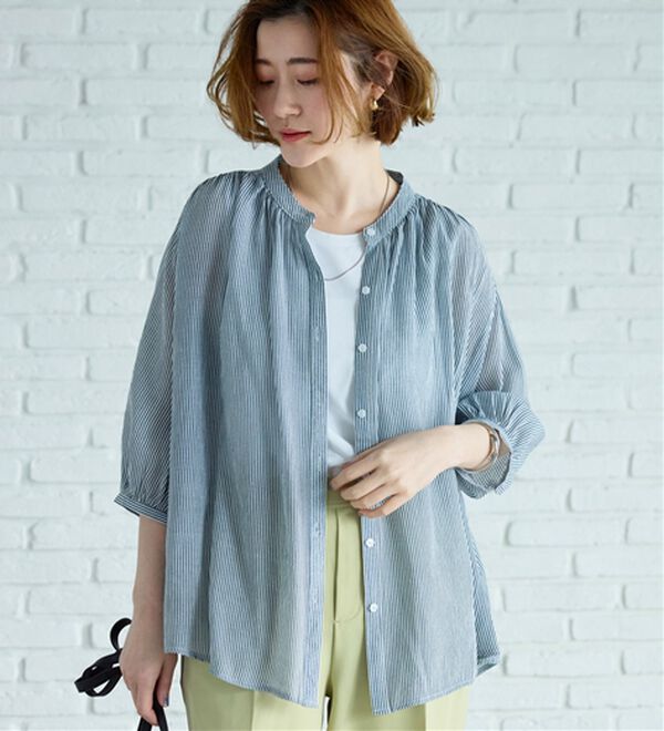 BELLUNA（ベルーナ）の「スラブ素材ギャザーデザインブラウス（ブラウス）」｜詳細画像