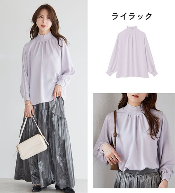 RANAN（ラナン）の「スカラップリブニット使いブラウス（ブラウス）」｜詳細画像