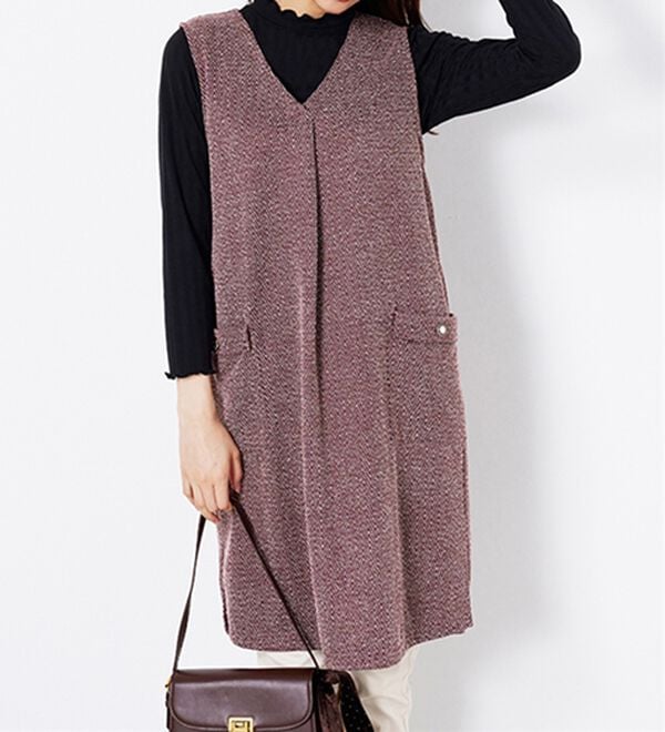 BELLUNA（ベルーナ）の「ツイード調タック使いジャンパースカート（チュニックワンピース）」｜詳細画像