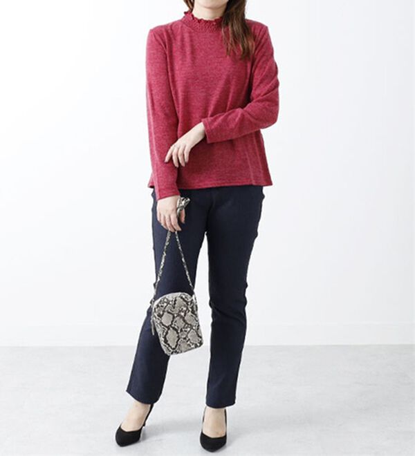 BELLUNA（ベルーナ）の「杢調素材シャーリング使いプルオーバー（カットソー）」｜詳細画像