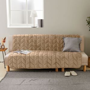 iellio（イエリオ）の「あったかふわふわボリュームソファカバー＜吸湿発熱・フランネル素材＞（ソファーカバー）」｜ベージュ